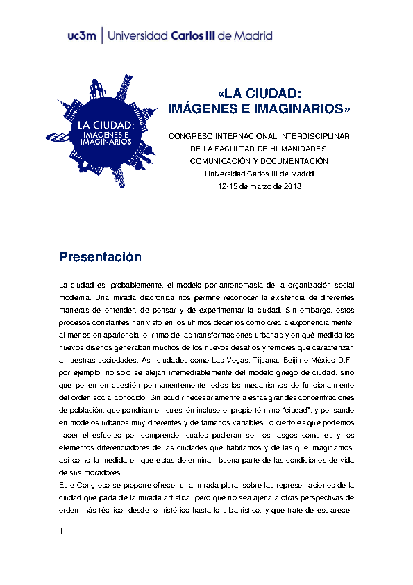 La ciudad: imágenes e imaginarios La ciudad: imágenes e imaginarios