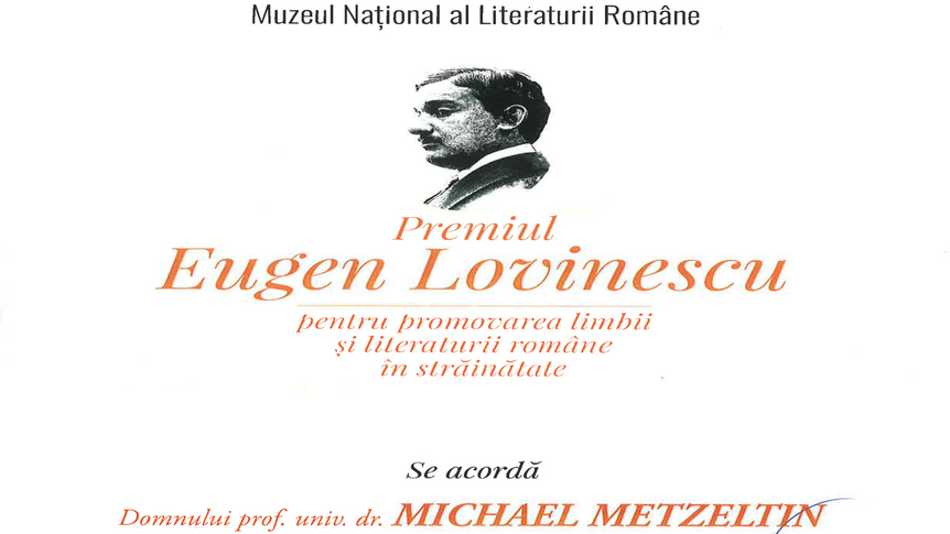 "Premiul Eugen Lovinescu” - 22.11.2021