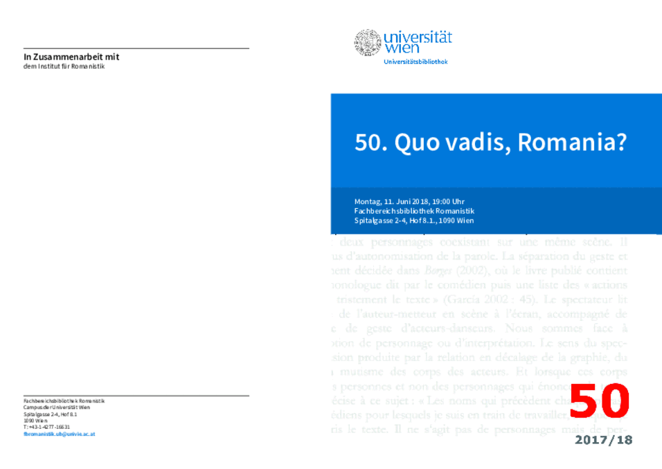 Einladung 50. Quo vadis, Romania, 06-2018