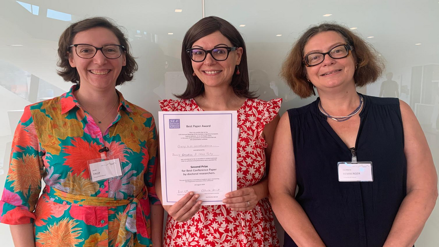 Irene Fally, Pamela Goryczka und Eva-Maria Remberger (Betreuerin)