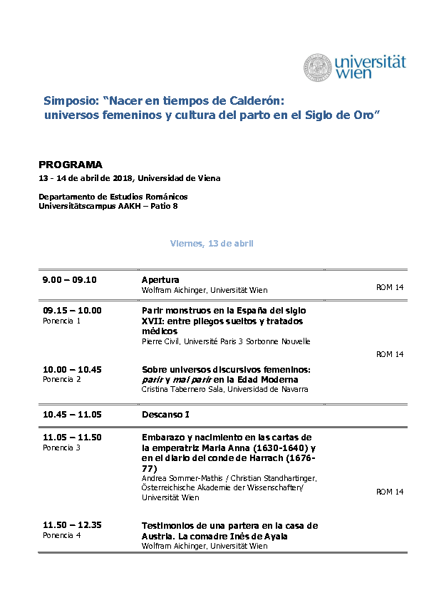 Symposium 2018 "Nacer en tiempos de Calderón"