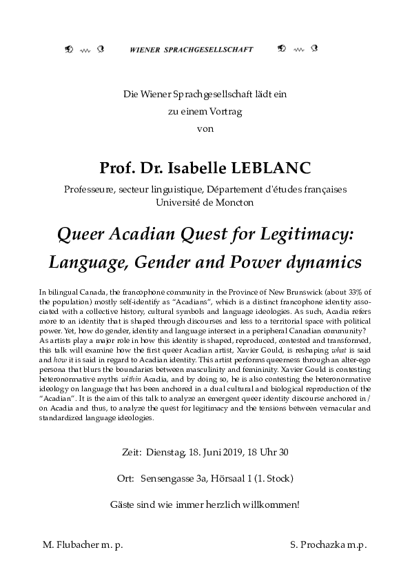 Vortrag Isabelle LEBLANC, 2019 Vortrag Isabelle LEBLANC, 2019